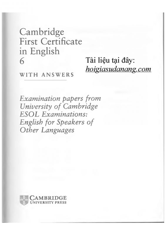 FCE6 Cambridge First Certificate in English 6