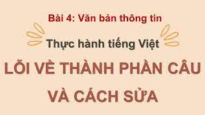 Thực hành tiếng Việt: Lỗi về thành phần câu và cách sửa - Ngữ Văn 11 tập 1
